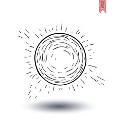 Sun icon, hand drawn vector illustration.