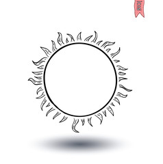 Sun icon, hand drawn vector illustration.