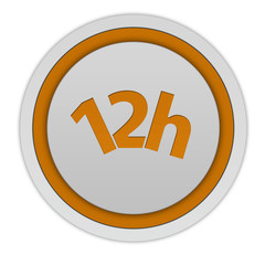12 hours circular icon on white background