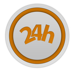 24 hours circular icon on white background