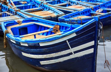 Blue boats of Essaouira, Morocco