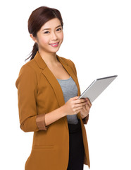 Businesswoman hold with tablet