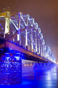 Famous railway bridge in Riga, Latvia