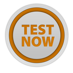 Test now circular icon on white background