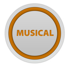 Musical circular icon on white background