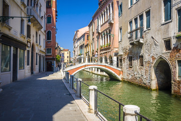Fototapeta na wymiar Small canal in the Venice, Italy