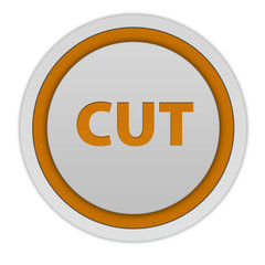Cut circular icon on white background