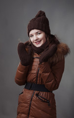 beautiful girl in winter clothes