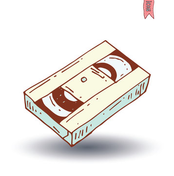 old vhas video tape icon , vector illustration