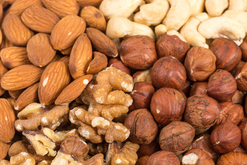 Set of nuts in basket