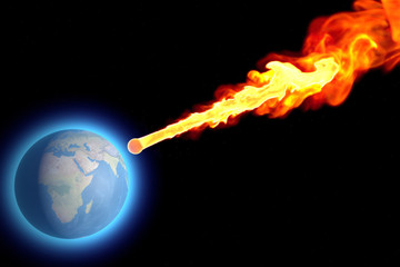 Mondo terra globo impatto esplosione meteorite asteroide  © Naeblys