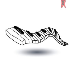 Vector Piano Keyboard Icon, hand drawn illustration.