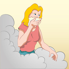 Person woman covering mouth and nose.