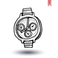 clock icon, watche, Hand drawn vector illustration.