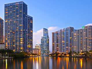 Fototapeta na wymiar City of Miami Florida, sunset skyline