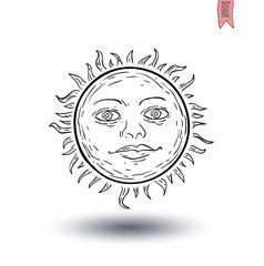 Sun icon, hand drawn vector illustration.