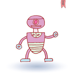 Robot cartoon, vector illustration.