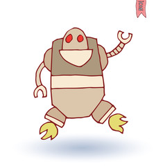 Robot cartoon, vector illustration.