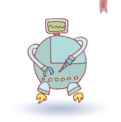Robot cartoon, vector illustration.