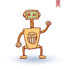 Robot cartoon, vector illustration.