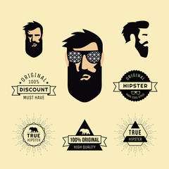Hipster style of guy with sunglasses and collection of elements