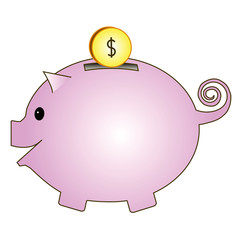 Piggy Bank pink pig coin dollar