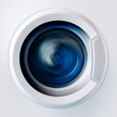 Washing machine with blue clothes