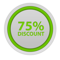 Discount 75 circular icon on white background