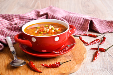 Soup with small pasta and vegetables