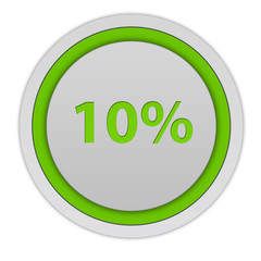 Ten percent circular icon on white background