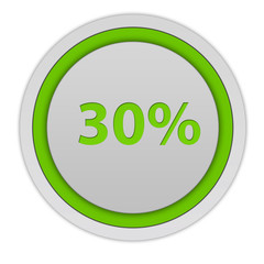 Thirty percent circular icon on white background