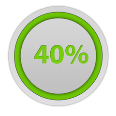 Fourty percent circular icon on white background