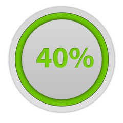 Fourty percent circular icon on white background