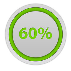 Sixty percent circular icon on white background