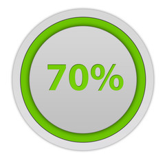 Seventy percent circular icon on white background
