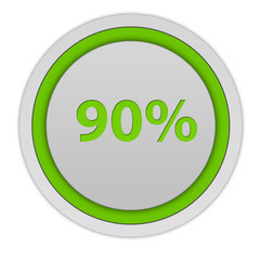 Ninety percent circular icon on white background