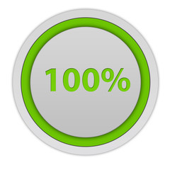 Hundred percent circular icon on white background