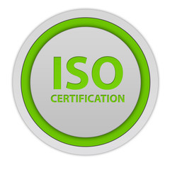 Iso certification circular icon on white background