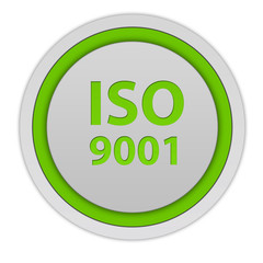 Iso 9001 circular icon on white background