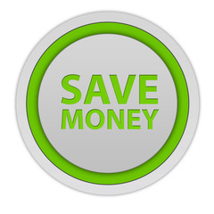 Save money circular icon on white background