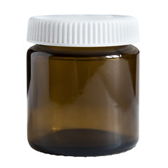 small brown glass vial isolated on white background