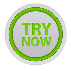 Try now circular icon on white background