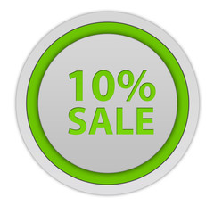 Sale ten percent circular icon on white background