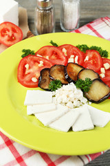 Eggplant salad with tomatoes and feta cheese,