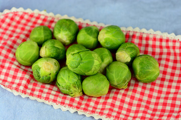 Groene spruitjes op een geruit kleedje