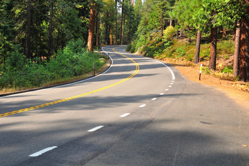 Curved road in Yosemite national park. California.