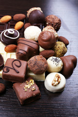 Group of sweet chocolate truffles