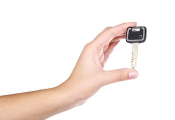 Key in hand isolated on white