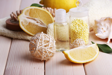 Spa still life on wooden planks background