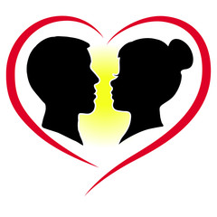 Silhouette of a lovers couple
